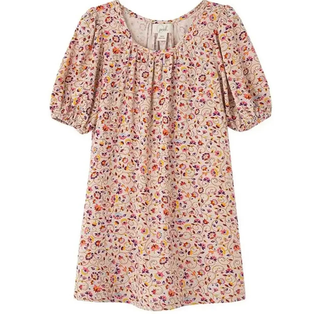 PEEK Girls Isa Allover Floral Print Puff Sleeve Dress size 10
